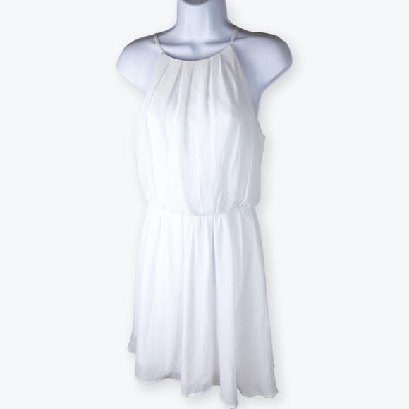 Lush Dresses & Skirts - LUSH White Blouson Keyhole Skater Dress M